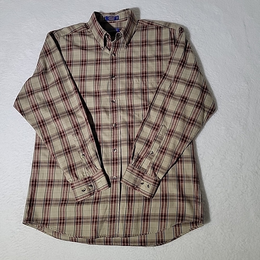 Pendleton Long Sleeve Button‎ Down Broadway Cloth Size Medium Plaid Wrinkle Free